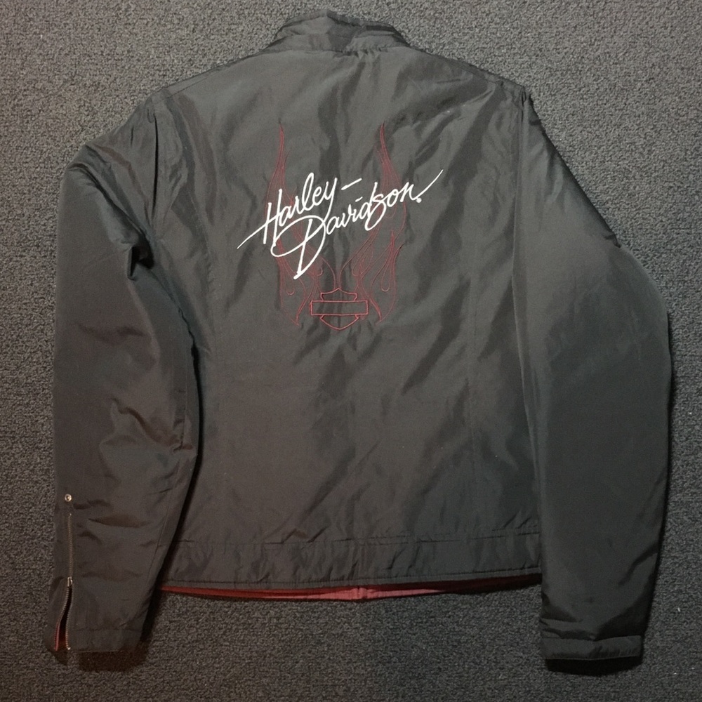 Harley Davidson jacket reversible black & maroon L